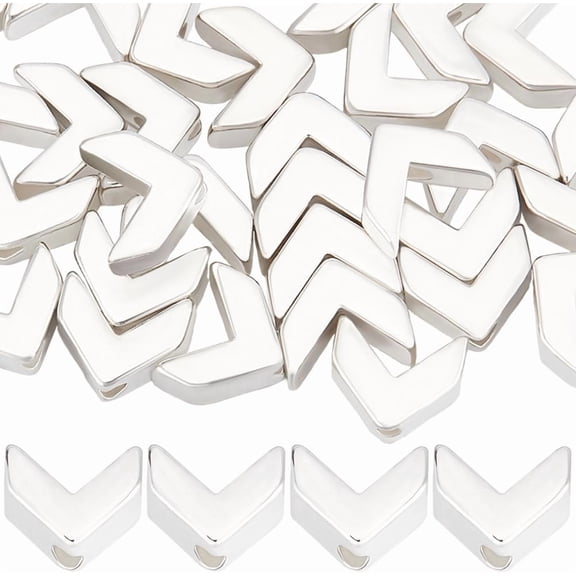 1 Box 40Pcs Arrow Beads 925 Sterling Silver Plated Brass 5.5x6.5x3mm Small Geometric Spacer Beads Connectors