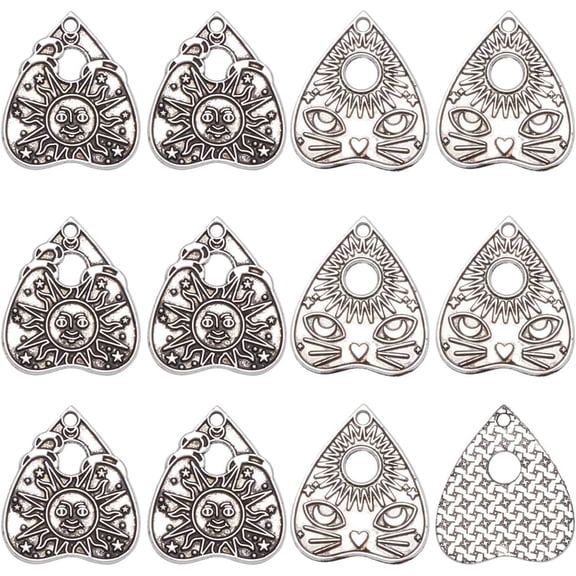 1 Box 40Pcs Astrology Charms Divination Charms Tibetan Style Alloy Forecast Themed Magic Sun Cat Fortune Teller Ouijas Charm for Jewelry Making Supplies DIY Necklace Bracelet Earrings for DIY