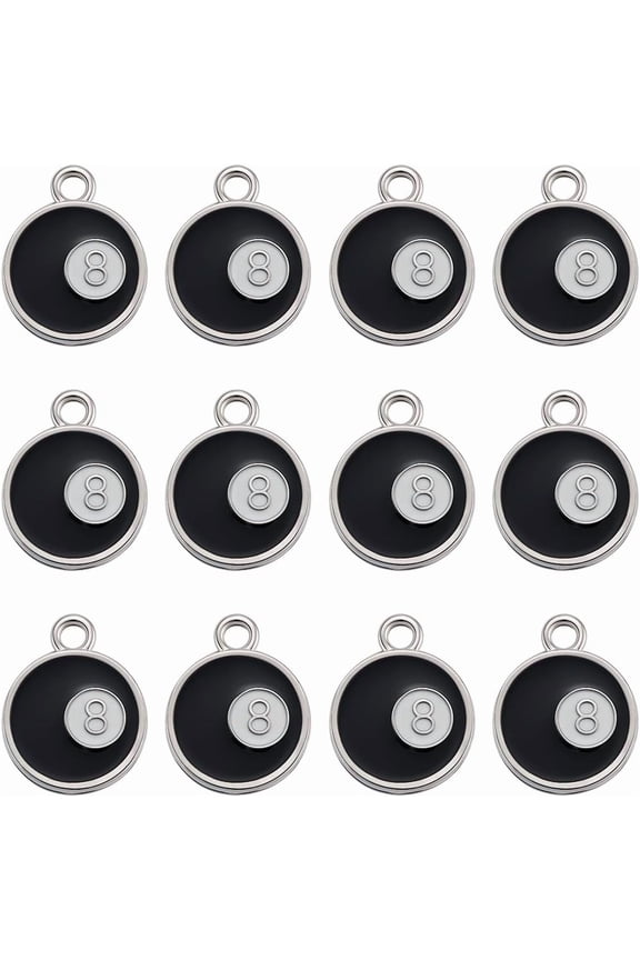 1 Box 40Pcs Ball Charms Enamel Number Charms Bulk Lucky Numbers Pendants for Jewelry Making Findings Black DIY