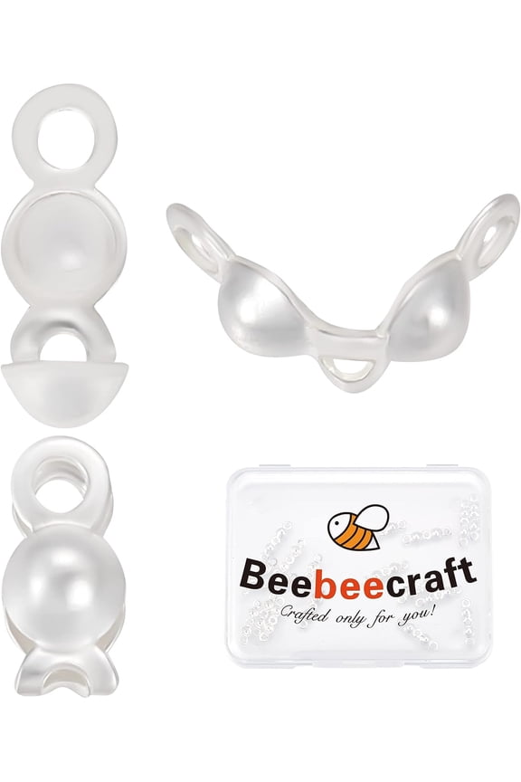 1 Box 40Pcs Bead Tips Knot Covers 925 Sterling Silver Clamshell Bead Tips Fold-Over Bead Covers for Jewelry Making DIY Bracelets Necklaces Earrings Keychains Crafts (2mm Cup) for DIY