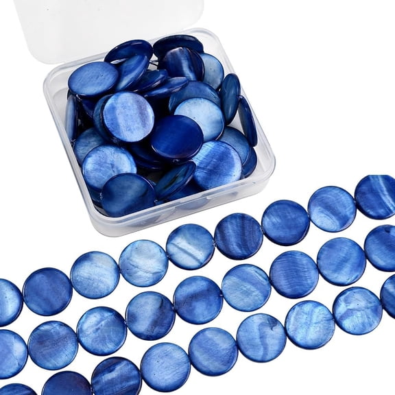 1 Box 40Pcs Blue Flat Shell Beads Flat Round Shell Beads 20mm Natural Seashell Dyed Ocean Beach Hawaii Summer Large Spacers