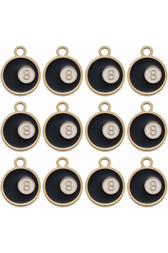 1 Box 40Pcs Eight Ball Charms Enamel Number Charms Bulk Lucky Numbers Pendants for Jewelry Making Findings