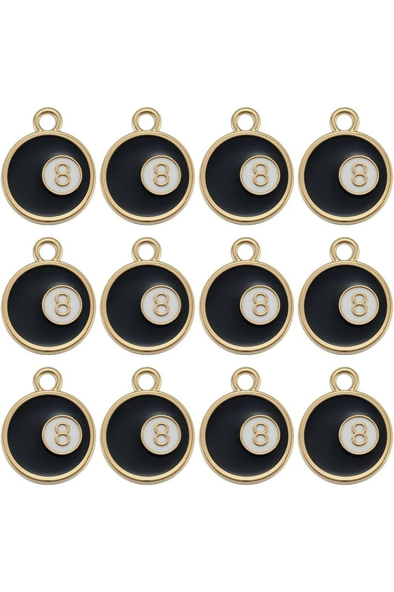 1 Box 40Pcs Eight Ball Charms Enamel Number Charms Bulk Lucky Numbers Pendants for Jewelry Making Findings