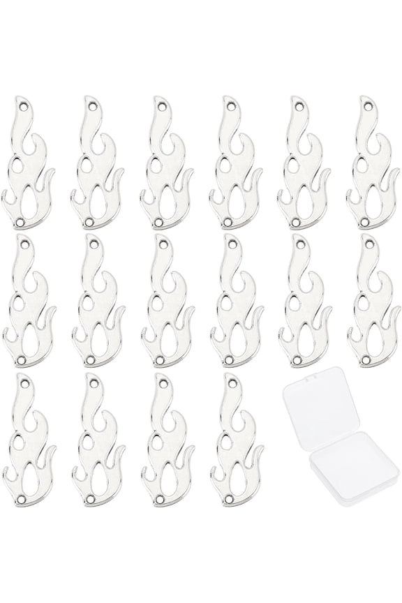 1 Box 40Pcs Fire Charm Flame Charms Bulk Camping Pendants Vintage Tibetan Alloy Silver Links Connectors for Jewelry Making Charms Necklace Bracelet DIY Craft Findings Supplies Women Antique Silver