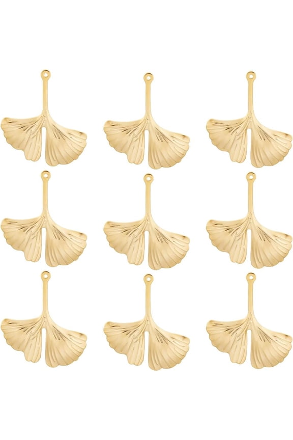 1 Box 40Pcs Ginkgo Leaf Charm 24K Gold Plated Autumn Fall Leaves Nature-inspired Plant Pendants Charms Craft Supplies for DIY DIY Jewellery Making