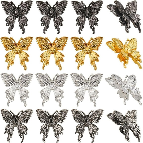 1 Box 40Pcs Gold Butterfly Spacer Beads Wing Beads Metal Alloy Tibetan Style Silver Black Fly Animal Insect Spacers Beads for Jewelry Making Supplies DIY Crafting Necklaces Bracelets Adult Colorful