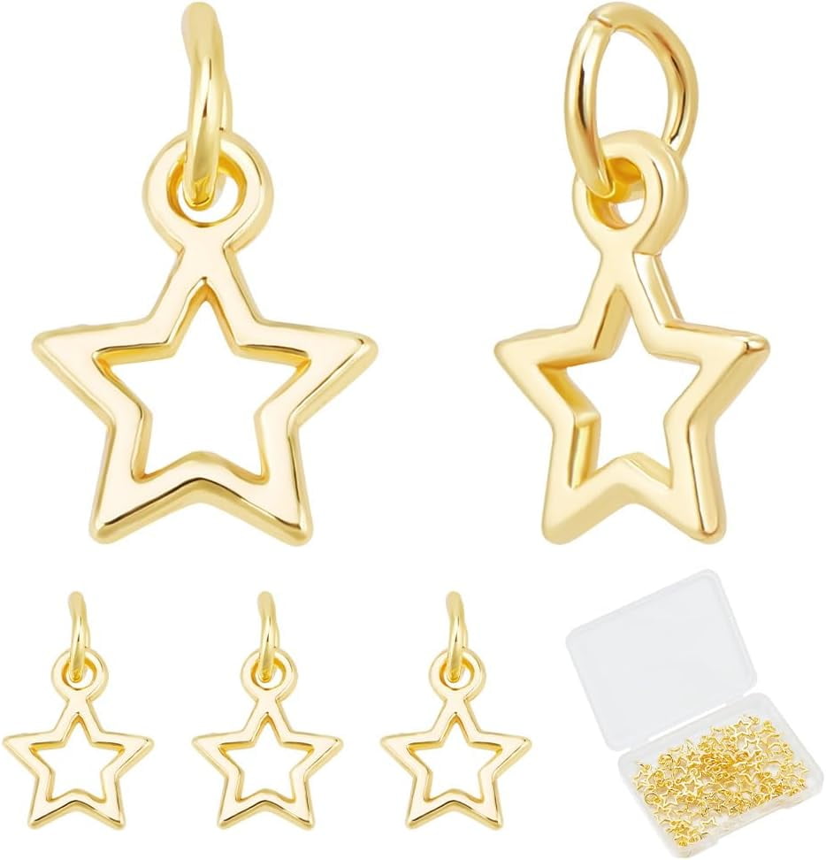 Gold Plated Metal Charms Bulk Box 40Pcs Golden Star Charms Bulk