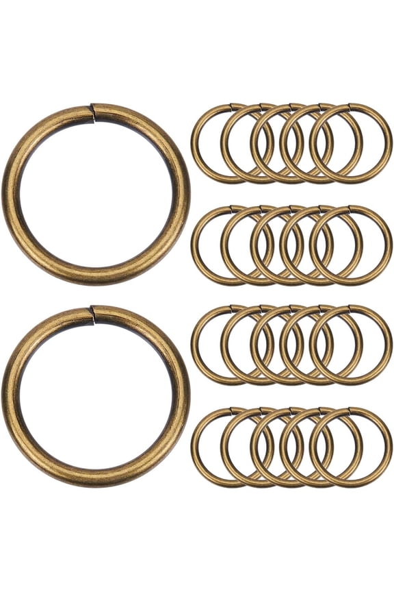 1 Box 40Pcs Heavy Duty Metal O Ring Buckles 25mm Key Rings Multi Purpose Iron Split Rings Bronze Round Connector