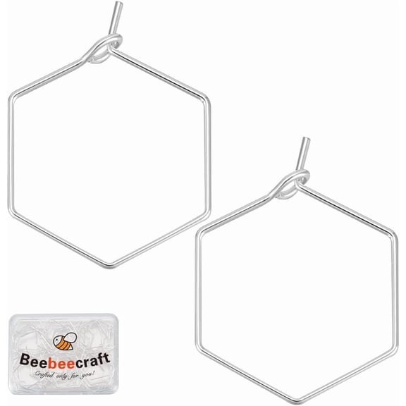 1 Box 40Pcs Hoop Ear Wires 925 Sterling Silver Plated Geometry Earring Loops Findings for DIY handcrafting