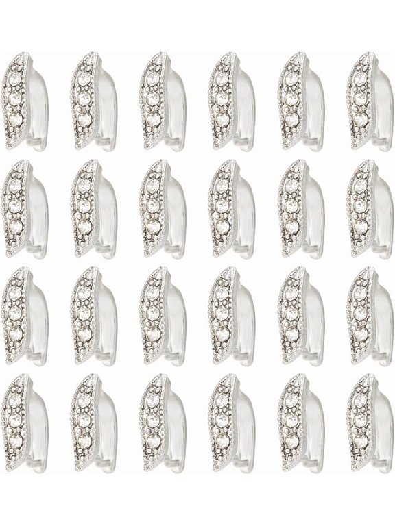 1 Box 40Pcs Pinch Bails Bulk Brass Pinch Clips Rhinestone Snap on Bail Leaf Shaped Ice Pick Clasp Pendant Connector Hook for DIY Jewelry Clasps DIY Supplies
