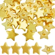 1 Box 40Pcs Plastic Pentagram Star Buttons Decorative Small Mini Golden 1 Hole Coat Button for Clothing DIY Crafts Sewing Embellishments Cardmaking Scrapbooking 0.71inch18mm Gold DIY