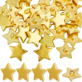 1 Box 40Pcs Plastic Pentagram Star Buttons Decorative Small Mini Golden 1 Hole Coat Button for Clothing DIY Crafts Sewing Embellishments Cardmaking Scrapbooking 0.71inch(18mm) Gold DIY