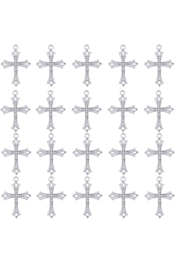 1 Box 40Pcs Rhinestone Charm Easter Holiday Virgin Our Lady of Guadalupe Mary Rosary Bead Charms Micro Pave Cubic Zirconia Crucifix Fancy Charms for Jewelry Making Charms