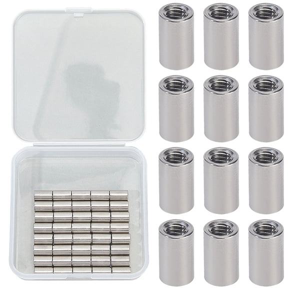 1 Box 40Pcs Round Coupling Nuts 10 x6mm Silver Metal 304 Stainless Steel Threaded Sleeve Rod Bar Stud Fasteners Connectors Nut DIY