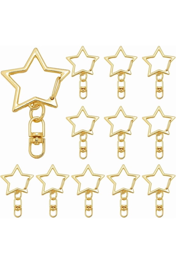 1 Box 40Pcs Star Keychain Ring Gold Swivel Clasp Hooks Alloy Keyrings Swivel Metal Lanyard Snap Hook Small Clips Findings Accessories for DIY Making Car Key Keychains Lanyards Purses Decor