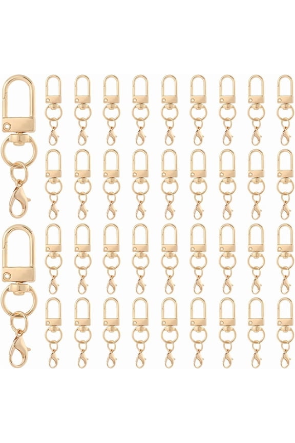 1 Box 40Pcs Swivel Keychain Rings Swivel Spring Clip Alloy Gold Lobster Claw Metal Trigger Clasp Snap Hook Buckles Connector Kits Accessories for DIY Car Keys Lanyards Purses DIY Making Crafts