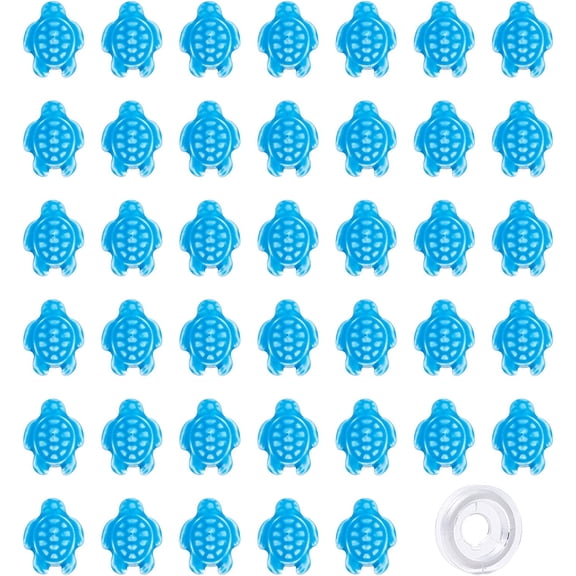 1 Box 40Pcs Turtle Beads Bulk Porcelain Tortoise Bead Charms Carved Ocean Animal Spacer Beads Elastic Thread for DIY Jewelry Making Bracelets Necklaces Crafts Supplies Blue for DIY Sky Blue