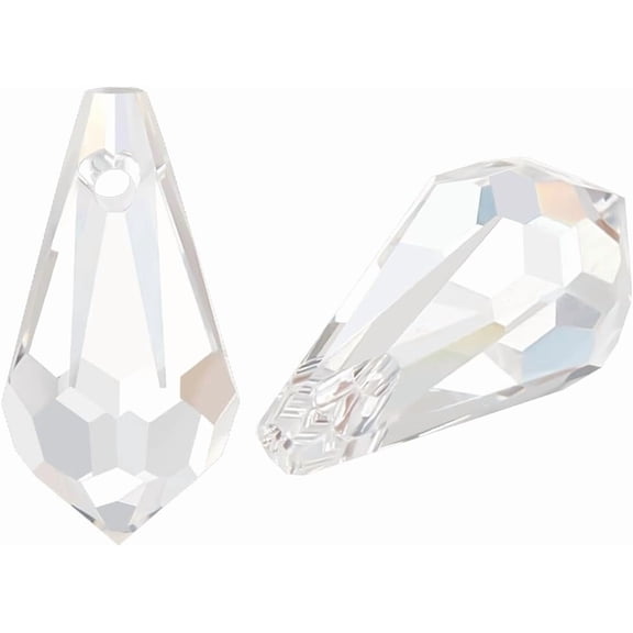 1 Box 40Pcs Water Drop Charm Bulk Glass Clear Transparent Faceted Chandelier Crystal Tear Drop Top Drilled Shaped Loose Beads Charms for Jewelry Making Pendants Earrings DIY Crafts