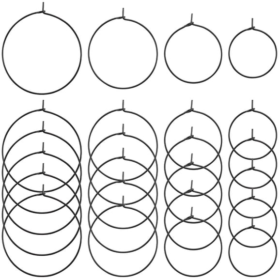 1 Box 40Pcs Wine Glass Rings 21/25/30/35mm 316 Stainless Steel Earring Hoops Findings Earring Beading Hoop Black Wine Charm Rings Bulk Drink Charms