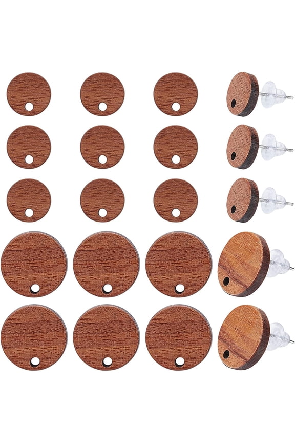 1 Box 40Pcs Wood Stud Earring Posts Ear Post with Hole Wooden Earring Blanks 304 Stainless Steel Pin Natural Flat Round Ear Studs for Jewelry Making Adult DIY Crafts Supplies Tan DIY