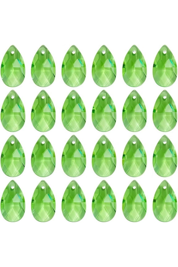 1 Box 40pcs 22MM Large Faceted Teardrop Charms Glass Teardrop Beads Pale Green Tear Drop Pear August Birthstone Charms for Jewelry Making Charms Lamp Home Hanging Decor for DIY Pale Green