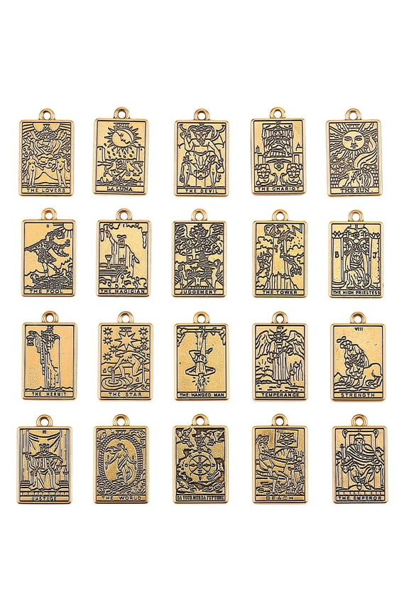 1 Box 40pcs Tarot Card Charms Tarot Charms Bulk Lucky Ouijas Gothic Pendants Bulk Jewelry Making Earrings DIY