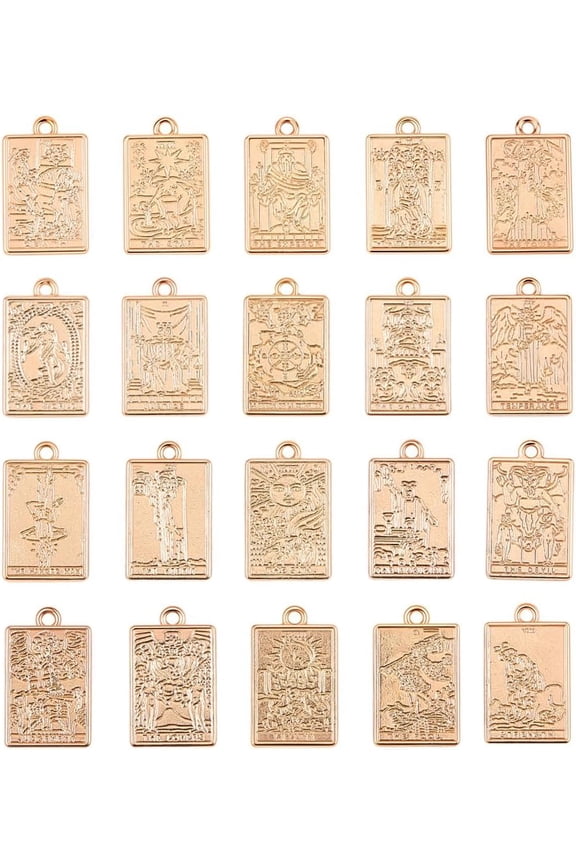 1 Box 40pcs Tarot Card Charms Tarot Charms Bulk Lucky Ouijas Gothic Pendants Bulk for Jewelry Making Earrings Gold