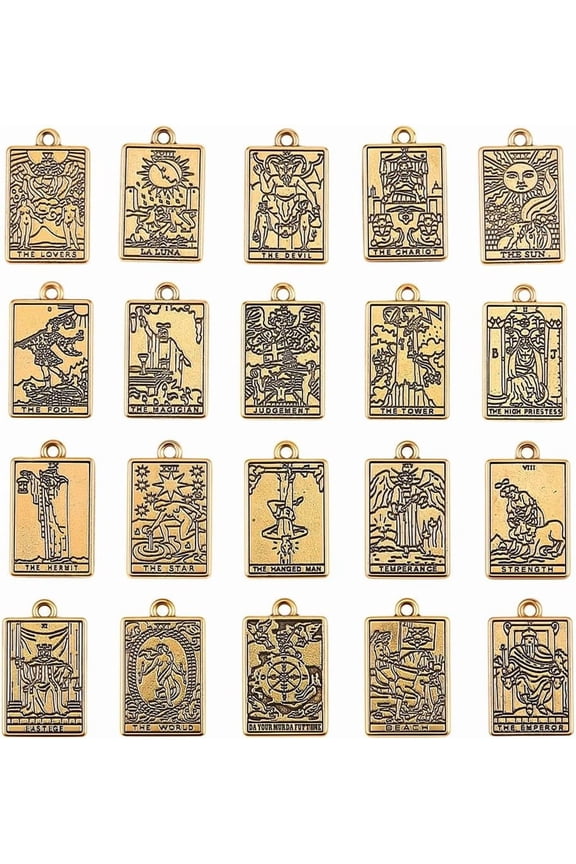 1 Box 40pcs Tarot Card Charms Tarot Charms Bulk Lucky Ouijas Gothic Pendants Bulk for Jewelry Making Earrings for DIY handcrafting