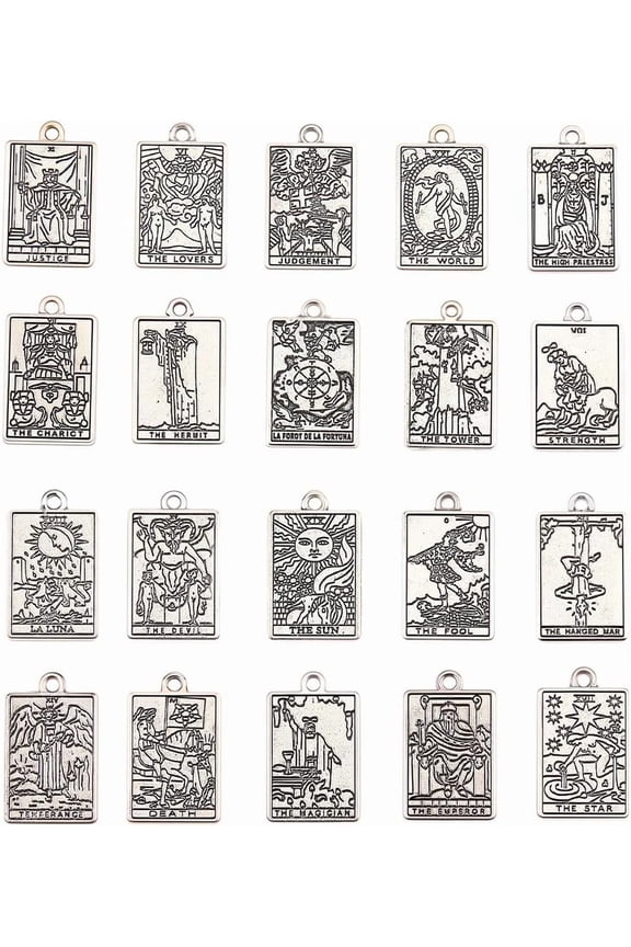 1 Box 40pcs Tarot Card Charms Tarot Charms Bulk Lucky Ouijas Gothic Pendants Bulk