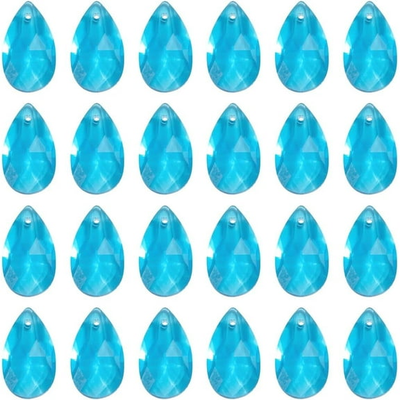 1 Box 40pcs Tear Drop Crystal Beads Blue Glass Teardrop Beads Clear Pear Waterdrop Rain Shaped Chandelier Birthstone Charm for Jewelry Making Charms Earring Bracelet Diy Suncatcher Lamp Decor