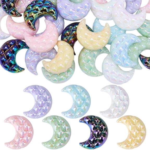 1 Box 42Pcs 7 Styles Moon Charms Acrylic Beads Moon Shape Beads Bulk AB Color Spacer Plastic Cute Astral Bead for Jewelry Making DIY Craft Bracelet Necklace Earring Birthday Holiday Gift Mixed Color