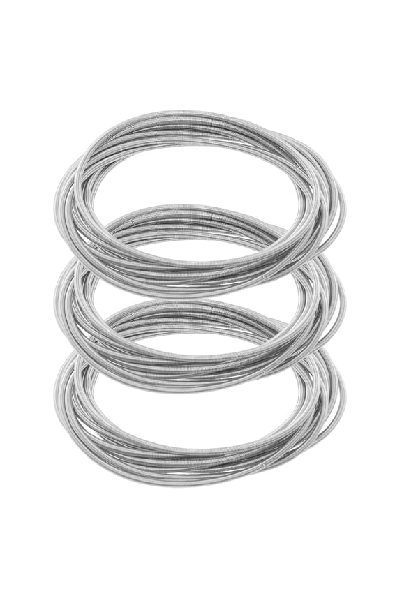 1 Box 45Pcs Spring Wire Bracelet Guitar String Bracelets Bulk Silver Steel Screw Openable Summer Stackable 2-1/4 Inch Loop Memory Wires for Jewelry Making Bracelets Supplies DIY Women Crafts