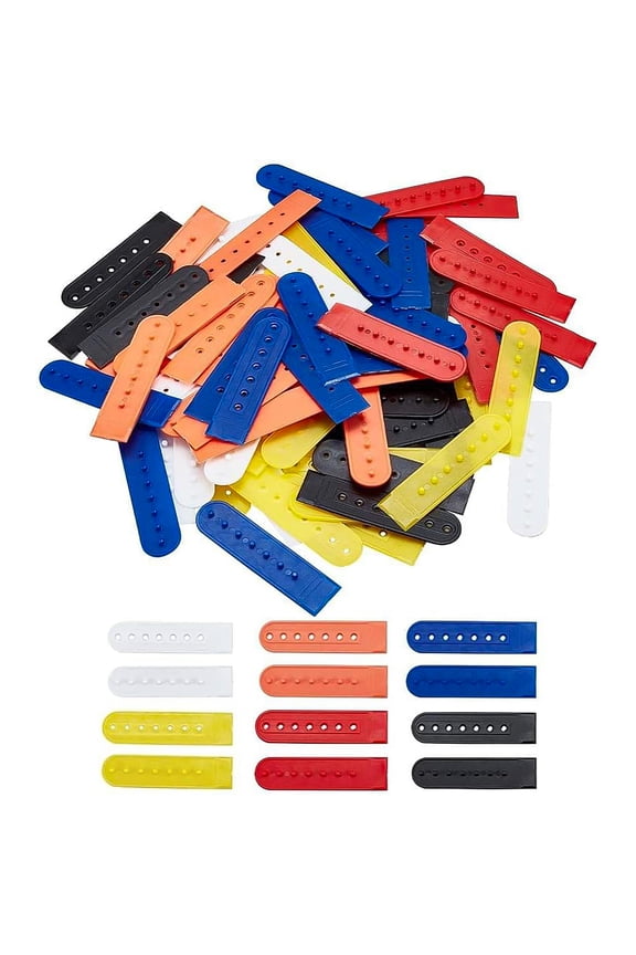 1 Box 48 Sets 6 Colors PE Plastic 7 Holes Hats Replacement Fasteners Buckle Baseball Cap Cowboy Hat Snap Mixed Color 81x20x4mm Hole: 2.6mm