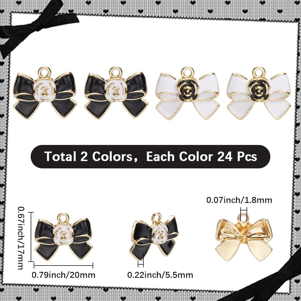 PandaHall 20 Pezzi Pendenti A Fiocco In Smalto Bianco – 10x15x3mm, Accessori In Lega Per Bigiotteria Fai Da Te (Collane, Orecchini, Bracciali)