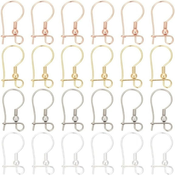 1 Box 48Pcs 4 Colors Stainless Steel Ear Wire Hooks Earring Fish Hook Leverback Long Teardrop Earwires Connector Kidney Earring Hooks Findings for Jewelry Making Supplies DIY Dangle Earrings