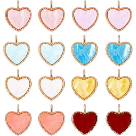 1 Box 48Pcs 8 Colors Mini Heart Charms Acrylic Heart Charm Acrylic Charms Sweet Valentine Mother's Day Love Charms for Jewelry Making Charms DIY Earrings Bracelet Necklace Craft supplies
