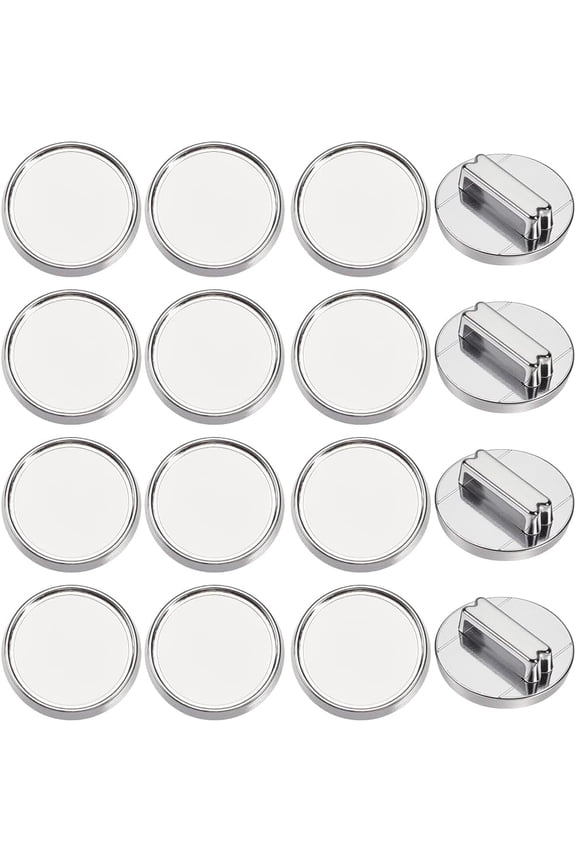 1 Box 48Pcs Cabochon Base Setting Silver Slide Charms Bulk Round Blank Bezel Tray Small Metal Alloy 8mm Hole Slider Beads for Jewelry Making Supplies DIY Crafts Wristbands Bracelets Adults