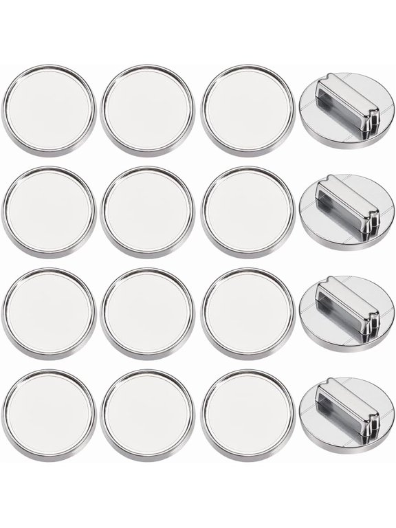 1 Box 48Pcs Cabochon Base Setting Silver Slide Charms Bulk Round Blank Bezel Tray Small Metal Alloy 8mm Hole Slider Beads for Jewelry Making Supplies DIY Crafts Wristbands Bracelets Adults