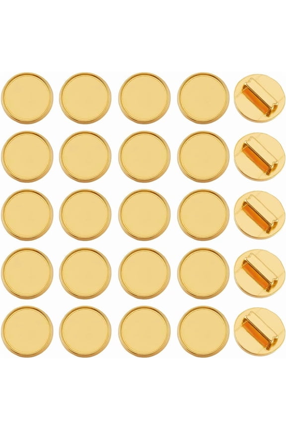 1 Box 48Pcs Gold Slide Charms Cabochon Base Setting Bulk Round Bezel Tray Small Metal Alloy 8mm Hole Slider Beads