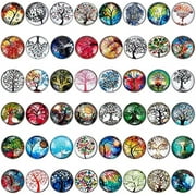 NOBRAND 1 Box 48Pcs Snap Jewelry Charms 18mm Glass Snap Buttons Bulk Tree of Life Snap Button Interchangeable Snaps Button for Jewelry Making Lanyard Necklace Bracelet Breakaway Buttons Adult Craft