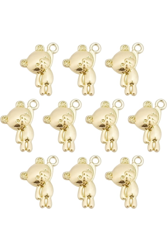1 Box 48pcs Small Bear Charms Bulk Mini Bears Charms Gold Cartoon Charms Rack Plating Alloy Charms Little Bear Dangle Charm