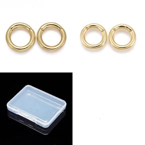 1 Box 4Pcs 18K Gold Plated Brass Spring O Ring Clip Carabiner Trigger Snap Hook Keyring Clasp for Purse Jewelry Bags Lanyards Keychains Crafts