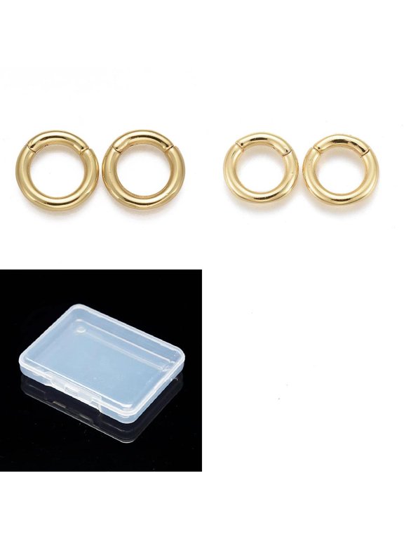 1 Box 4Pcs 18K Gold Plated Brass Spring O Ring Clip Carabiner Trigger Snap Hook Keyring Clasp for Purse Jewelry Bags Lanyards Keychains Crafts