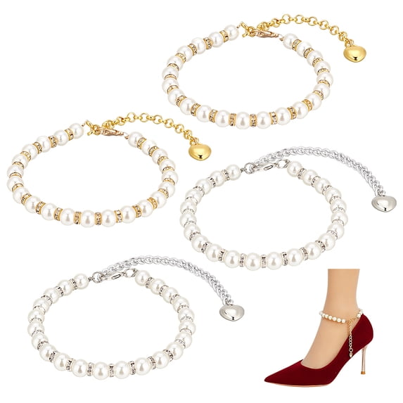 1 Box 4Pcs 2 Colors Round Resin Imitation Pearl Anti-Loose High Heel ...