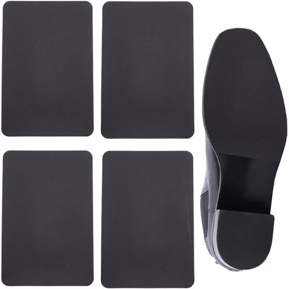 1 Box 4Pcs 2 Pairs Black Shoe Sole Protector Non Slip Shoe Pads Silicone Bottom Grip Rectangle Adhesive Cuttable Safety Cushions for High Heels Leather Casual Footwear Easy to Apply Men Women DIY