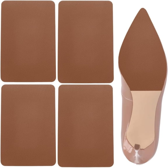1 Box 4Pcs 2 Pairs Shoe Sole Protector Brown Non Slip Shoe Pads Silicone Bottom Shoe Grips Rectangle Adhesive Cuttable Cushions for High Heels Leather Casual Footwear Easy to Apply Men Women