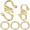 thumbnail image 1 of 1 Box 4Pcs 2 Size S Hook Clasps Sterling Silver Plated 18K Gold Hook Ring Toggle Clasps Connectors with 4Pcs Open Jump Rings Wire Hanger Jewelry Findings, 1 of 5
