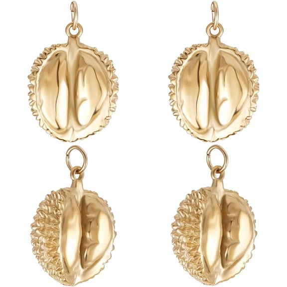 1 Box 4Pcs Durian Charms 14K Gold Plated Tropical Fruit King Pendant Dangle Charms with Jump Ring for Jewellery Making Necklace Bracelet DIY Crafts for DIY