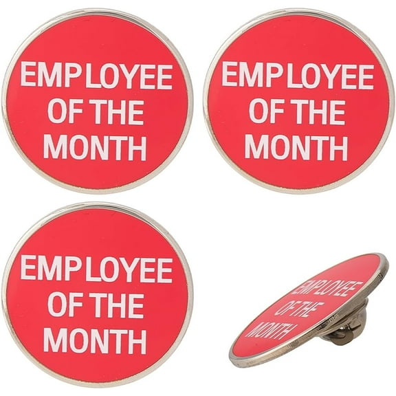1 Box 4Pcs Employee of The Month Pin Red Metal Brass Enamel Reward Badge Excellence Appreciation Recognition Corporate Lapel Brooch for DIY