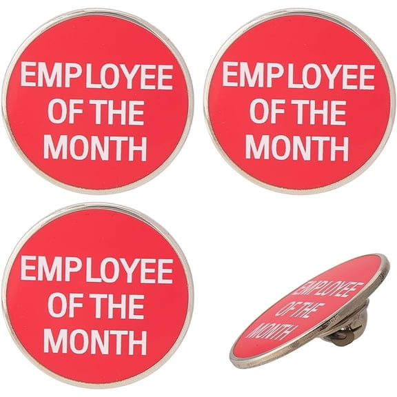 1 Box 4Pcs Employee of The Month Pin Red Metal Brass Enamel Reward Badge Excellence Appreciation Recognition Corporate Lapel Brooch